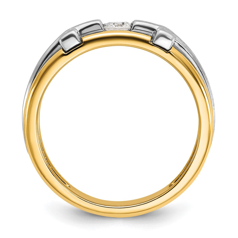 14k Two-tone IBGoodman Men's Polished Satin & Cut-Out Cross Ring Mtg
