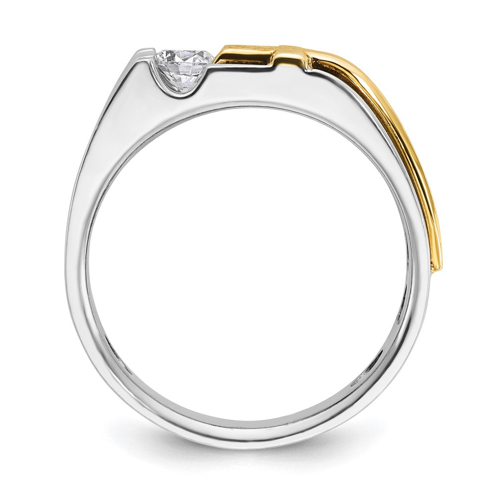 10k Two-tone IBGoodman Men's Polished Satin & Cut-Out Cross Ring Mtg