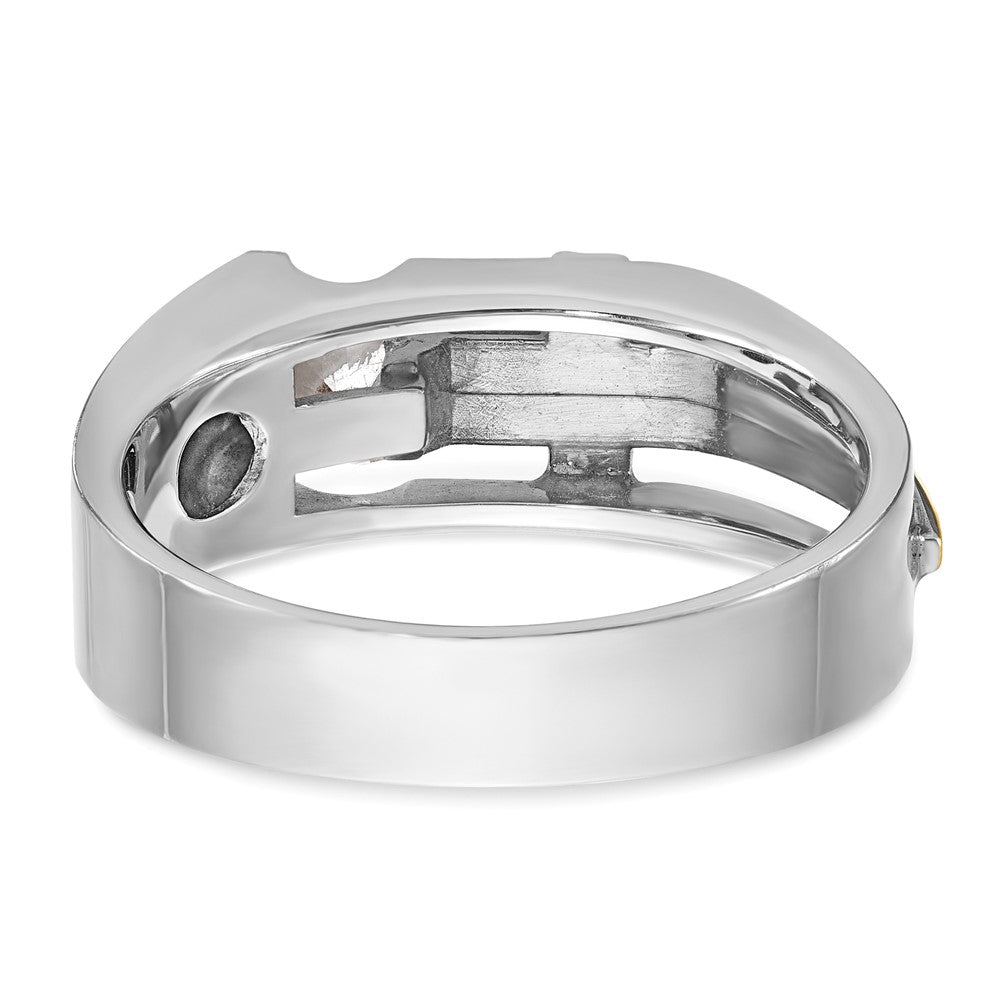 10k Two-tone IBGoodman Men's Polished Satin & Cut-Out Cross Ring Mtg