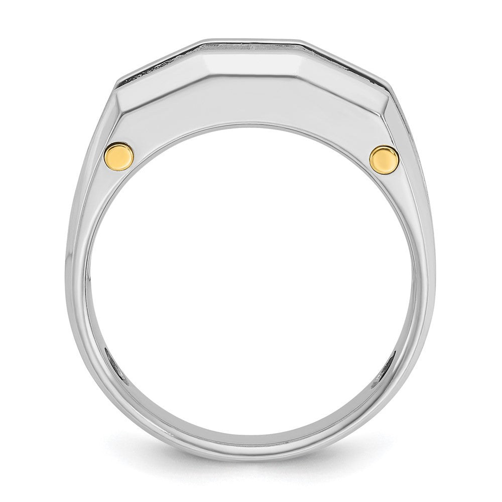 14k Two-tone IBGoodman Men's Polished & Satin 5-Stone Ring Mounting