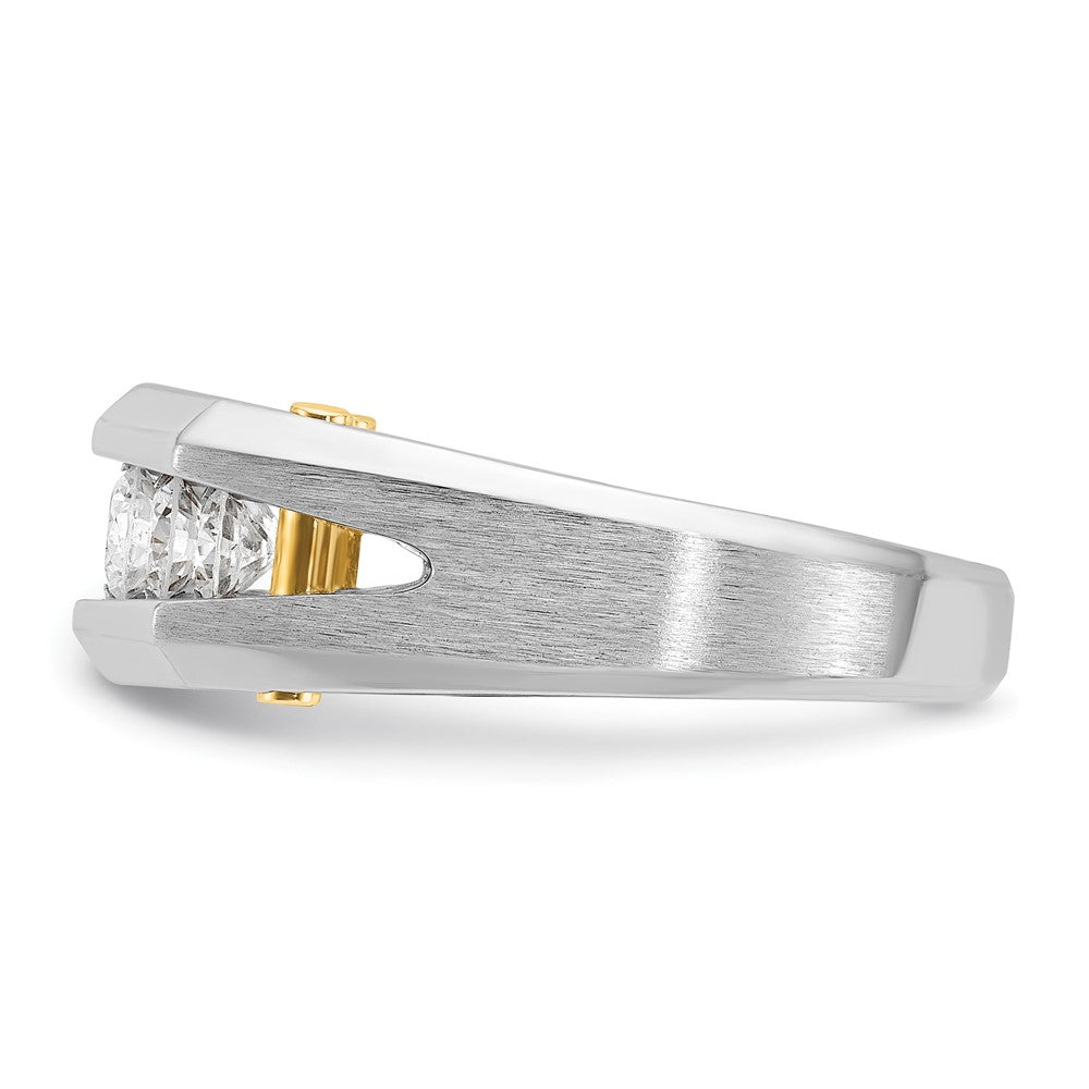 14k Two-tone IBGoodman Men's Polished & Satin 5-Stone Ring Mounting