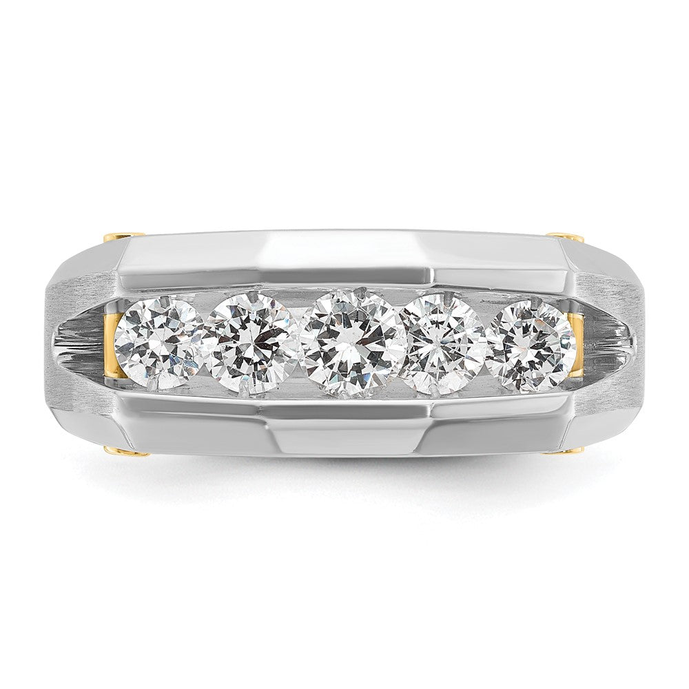 14ktt IBGoodman Men's Polished Satin & Cut-Out 5-Stone Diamond Ring
