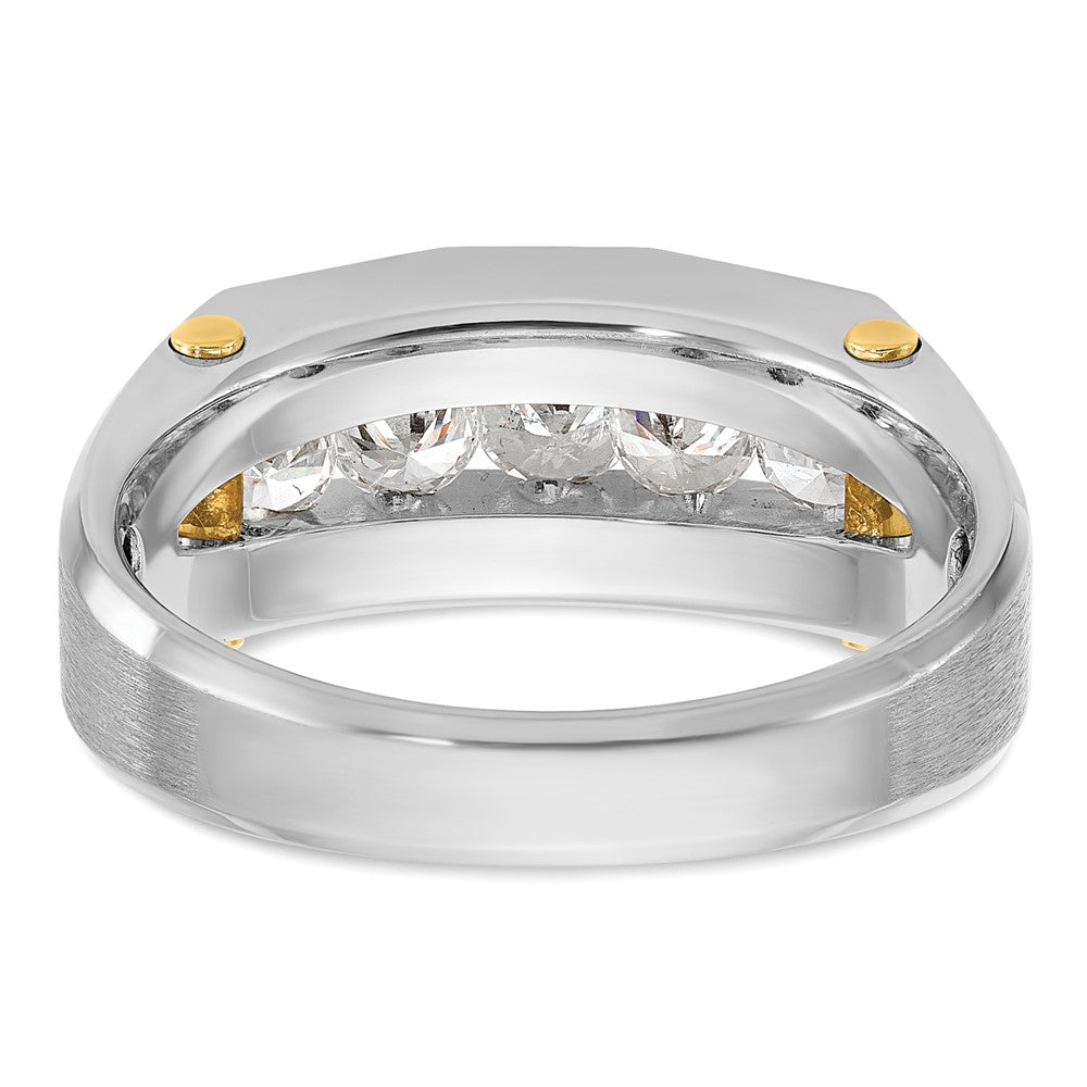 14ktt IBGoodman Men's Polished Satin & Cut-Out 5-Stone Diamond Ring