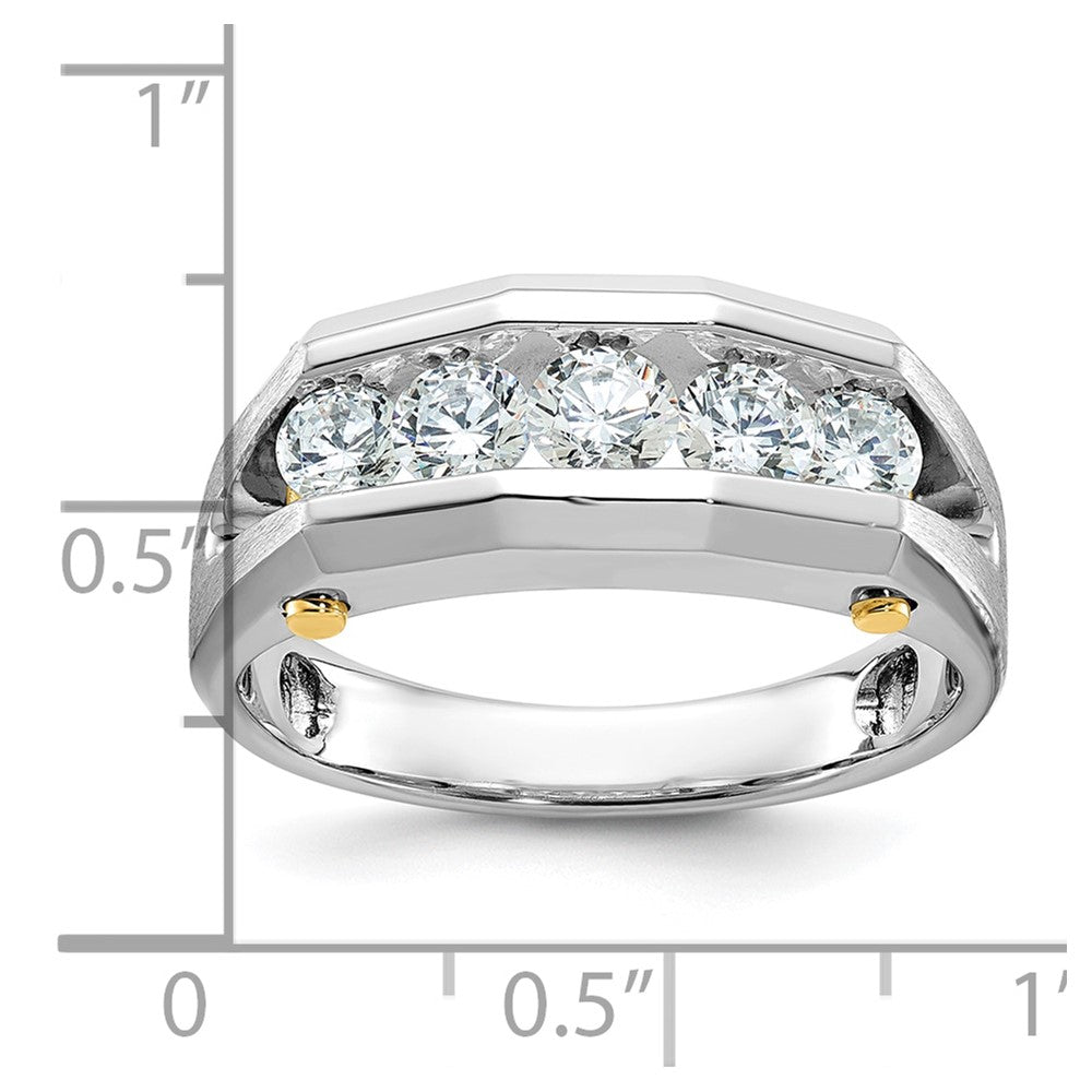 14k Two-tone IBGoodman Men's Polished & Satin 5-Stone Ring Mounting