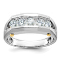 14k Two-tone IBGoodman Men's Polished & Satin 5-Stone Ring Mounting