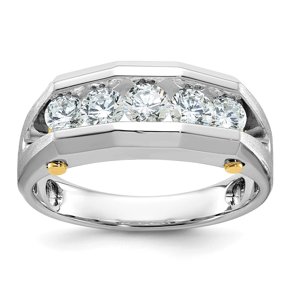 14k Two-tone IBGoodman Men's Polished & Satin 5-Stone Ring Mounting