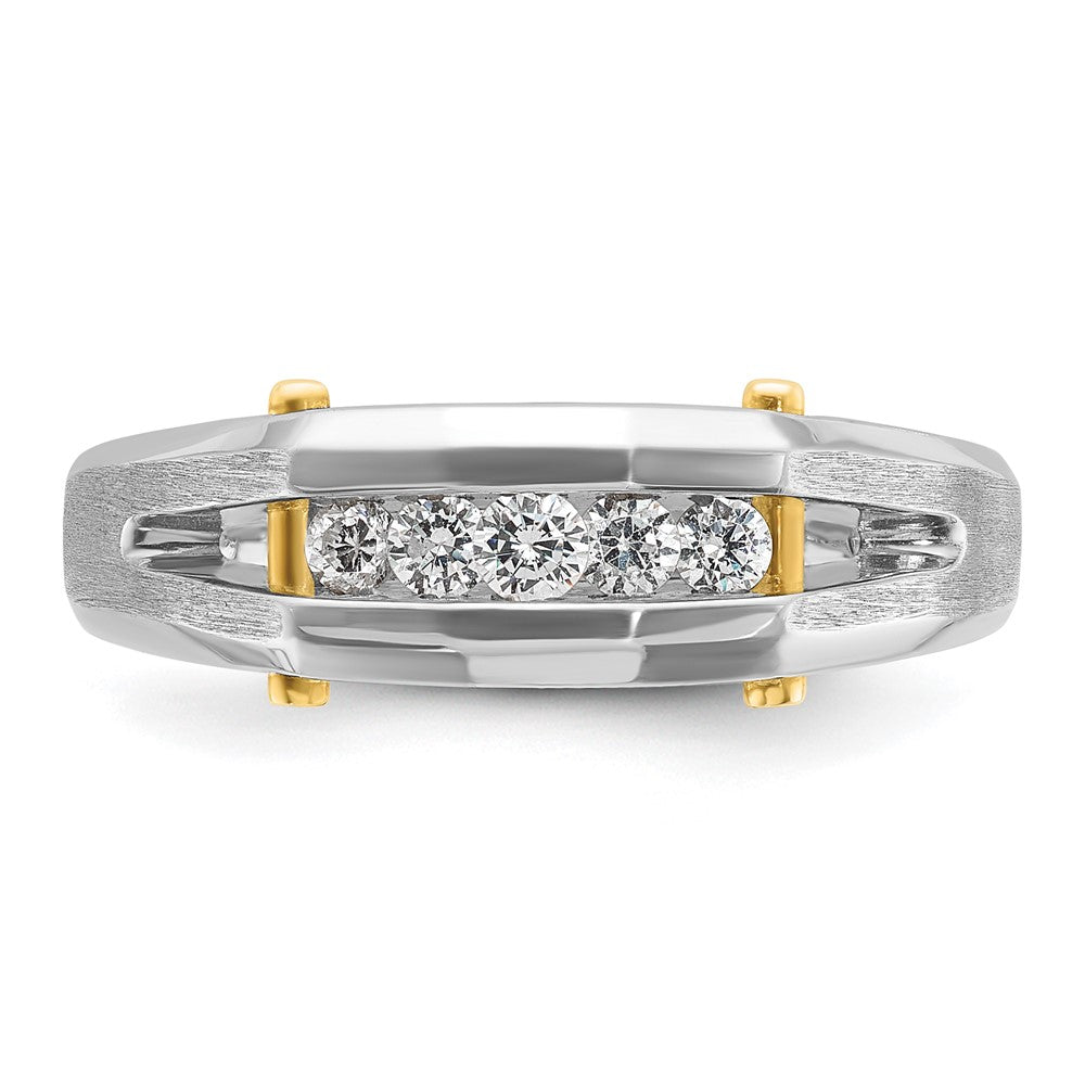 14ktt IBGoodman Men's Polished Satin & Cut-Out 5-Stone Ring Mounting