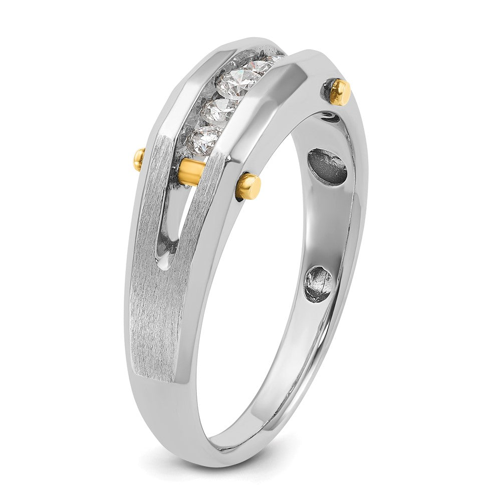 14ktt IBGoodman Men's Polished Satin & Cut-Out 5-Stone Diamond Ring