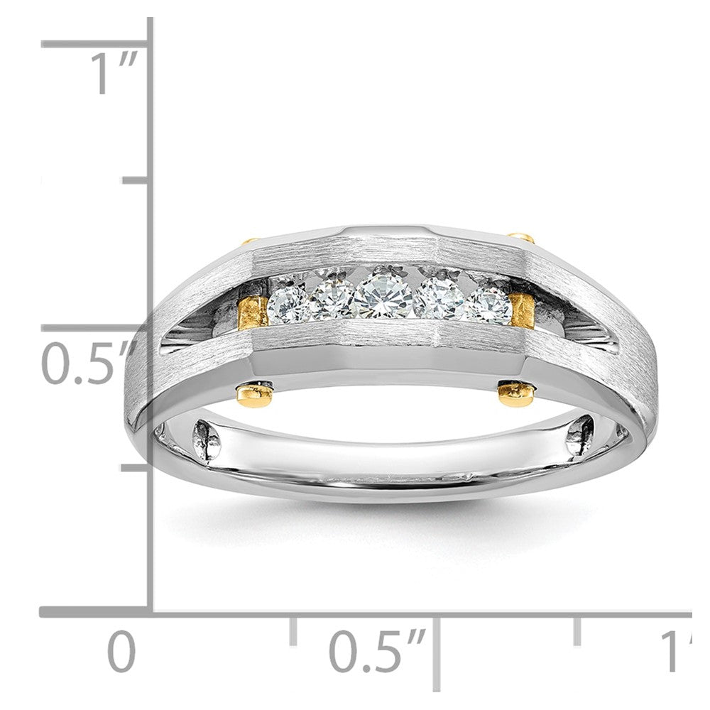 14ktt IBGoodman Men's Polished Satin & Cut-Out 5-Stone Diamond Ring