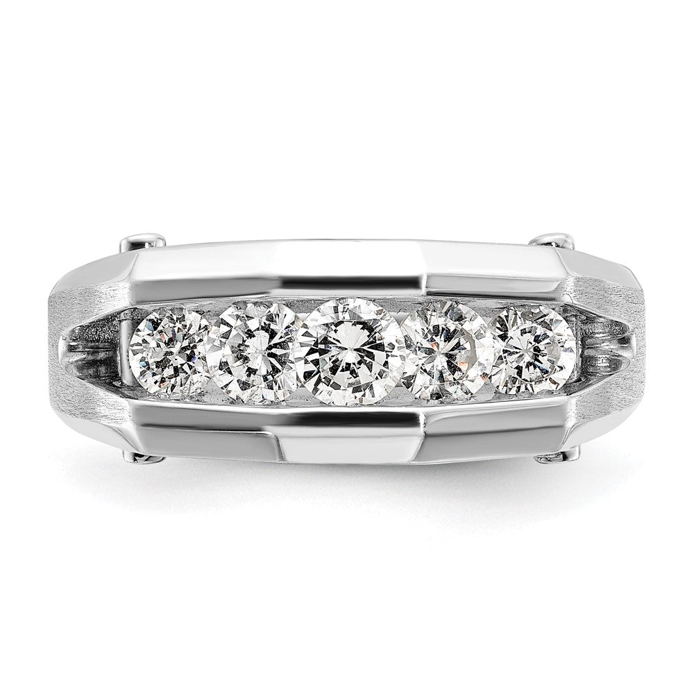 IBGoodman 14k White Gold 5 Stone Polished and Satin Men's Ring Mounting