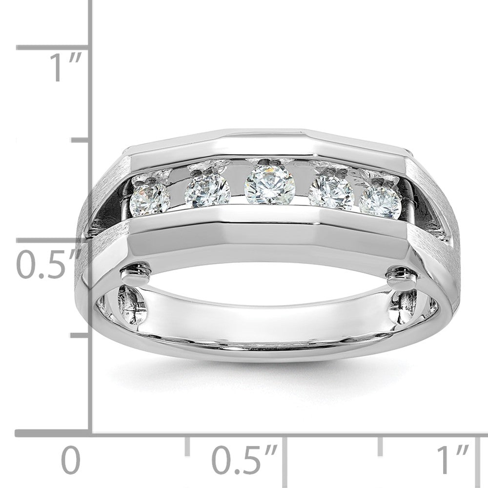 IBGoodman 14k White Gold 5 Stone Polished and Satin Men's Ring Mounting