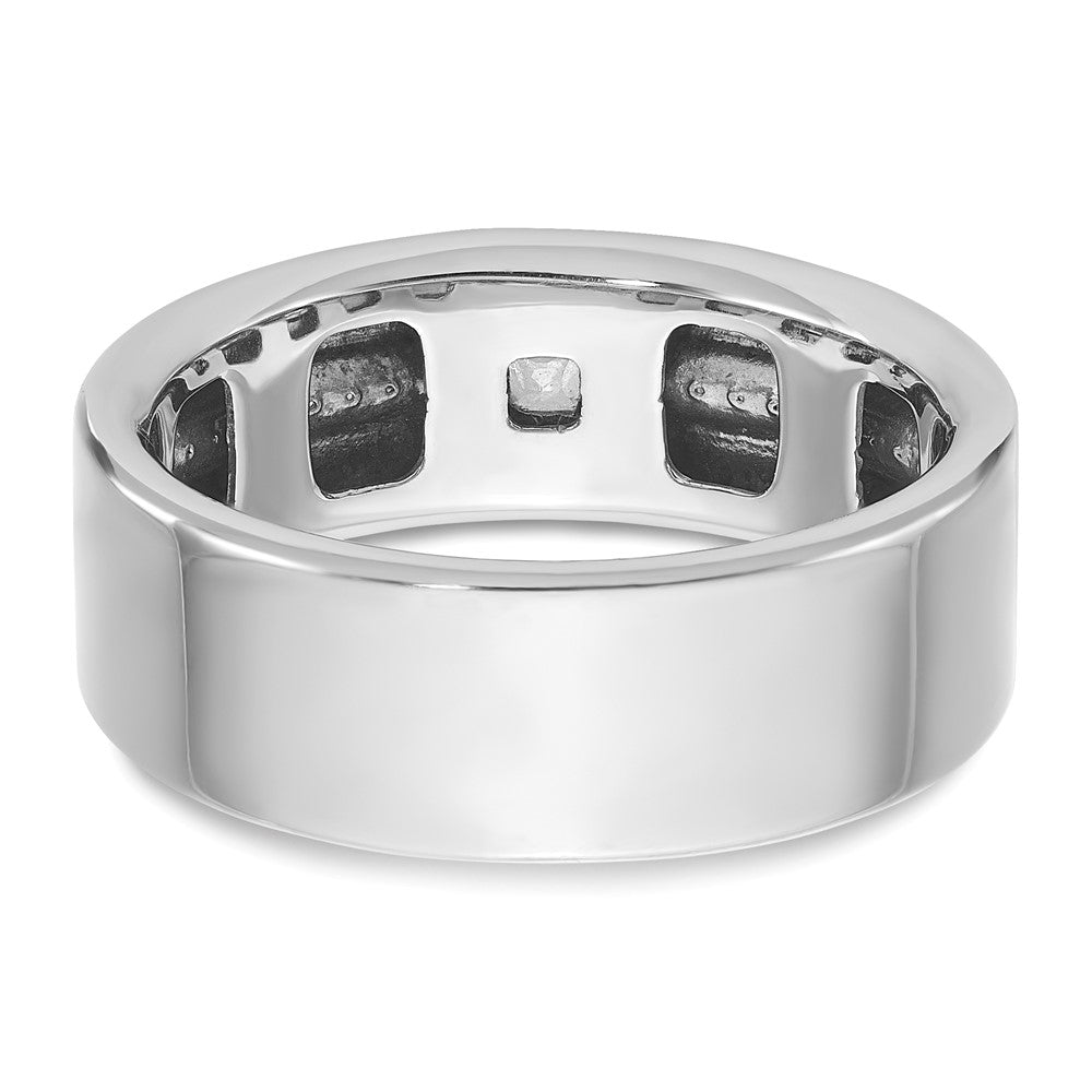 14k White Gold IBGoodman Men's Polished and Satin AA Diamond Ring