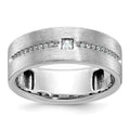 14k White Gold IBGoodman Men's Polished and Satin AA Diamond Ring
