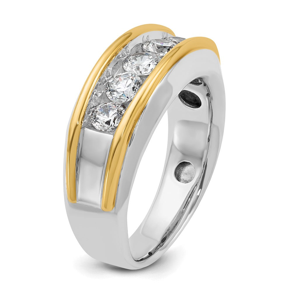 10k Two-tone IBGoodman Men's Polished 5-Stone Diamond Ring