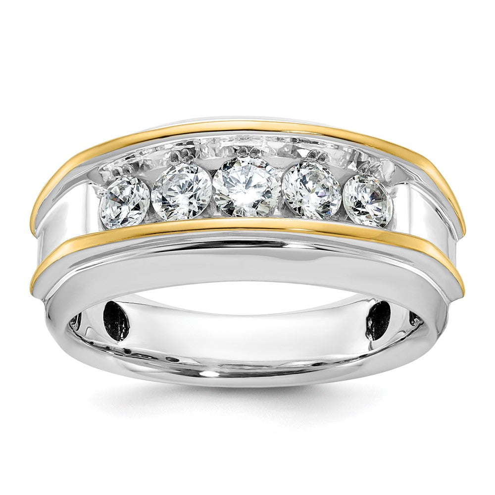 10k Two-tone IBGoodman Men's Polished 5-Stone Diamond Ring