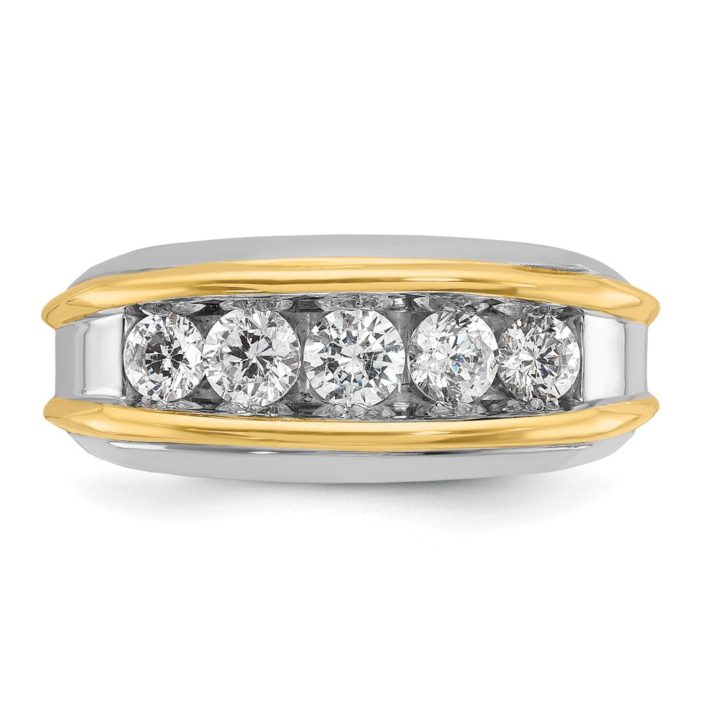 14k Two-tone IBGoodman Men's Polished 5-Stone Diamond Ring