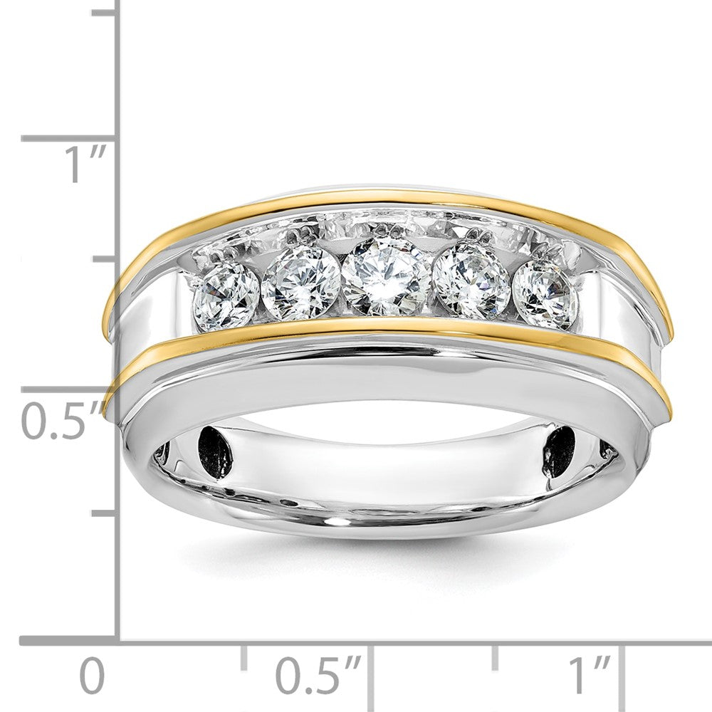 14k Two-tone IBGoodman Men's Polished 5-Stone Diamond Ring