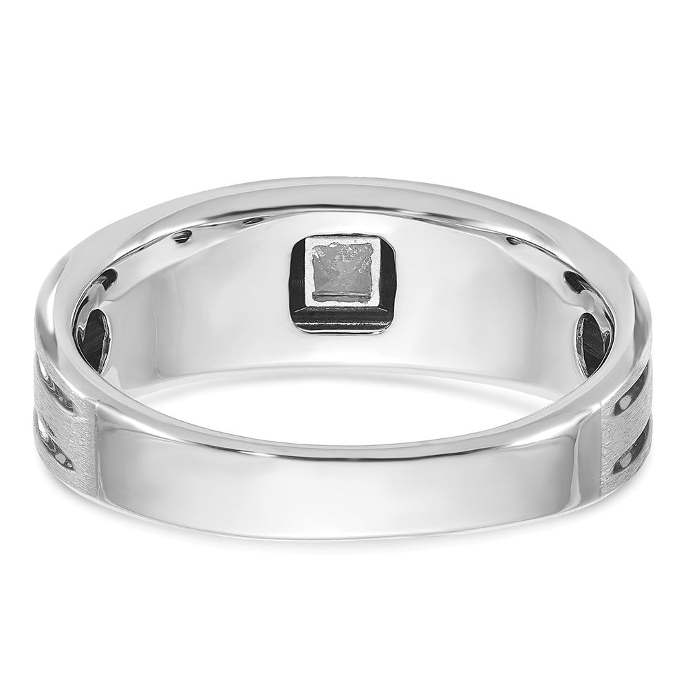 14k White Gold IBGoodman Men's Polished/Satin Diamond Complete Ring