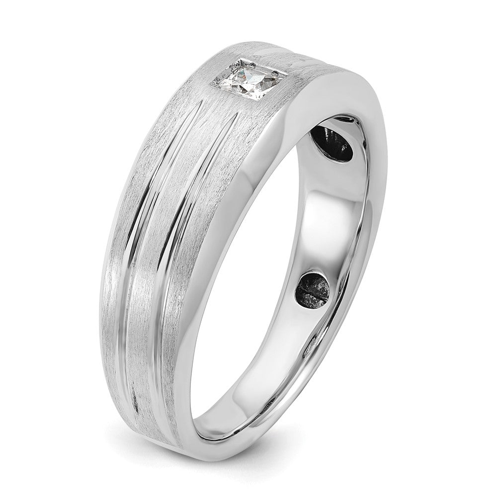 14k White Gold IBGoodman Men's Polished/Satin Diamond Complete Ring
