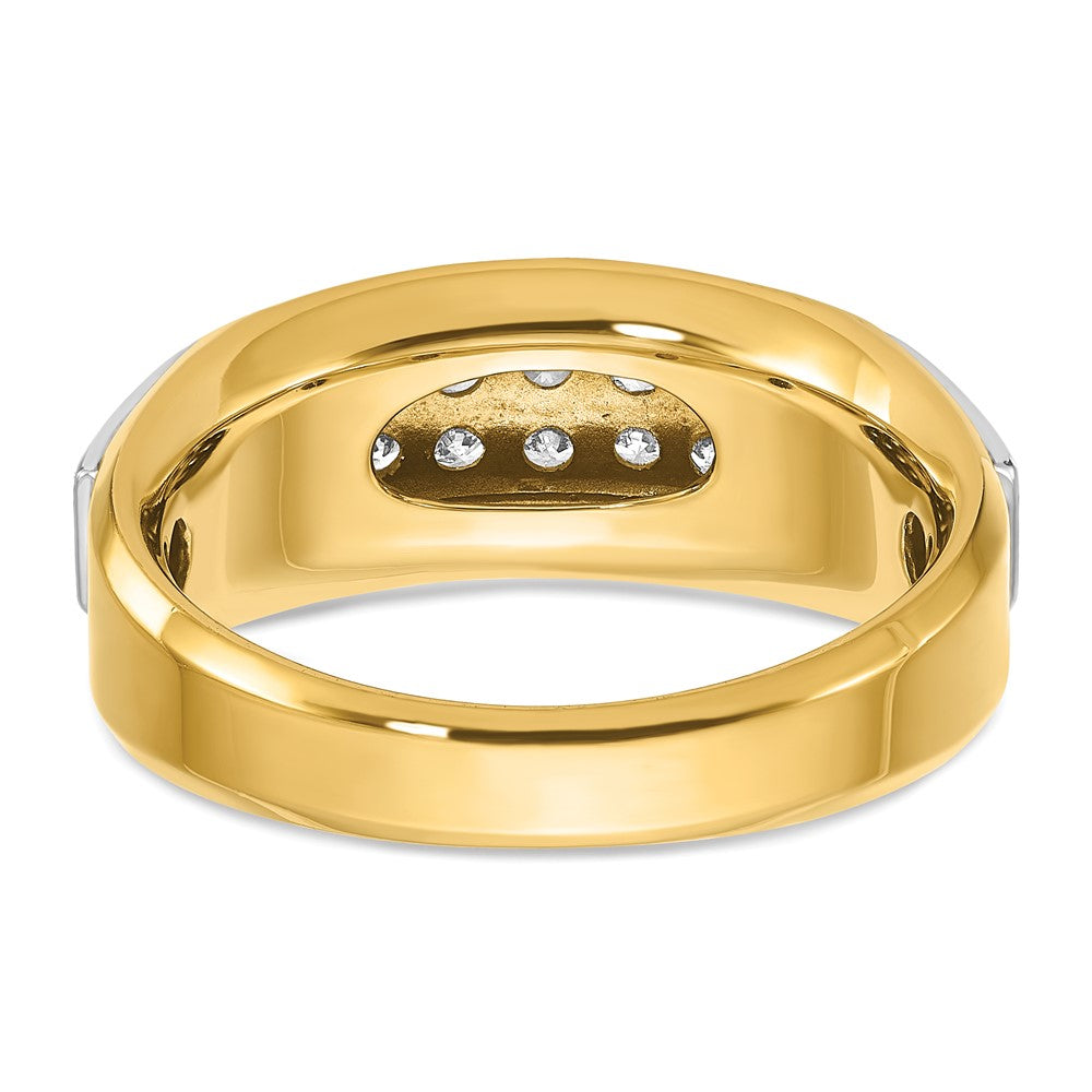 14k Two-tone IBGoodman Men's Polished and Satin 2-Row Ring Mounting