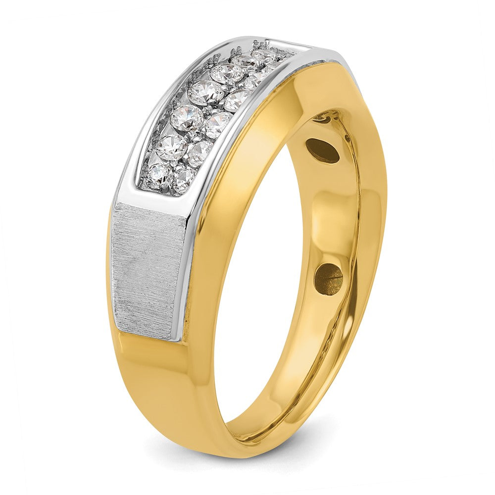 14k Two-tone IBGoodman Men's Polished and Satin 2-Row Ring Mounting