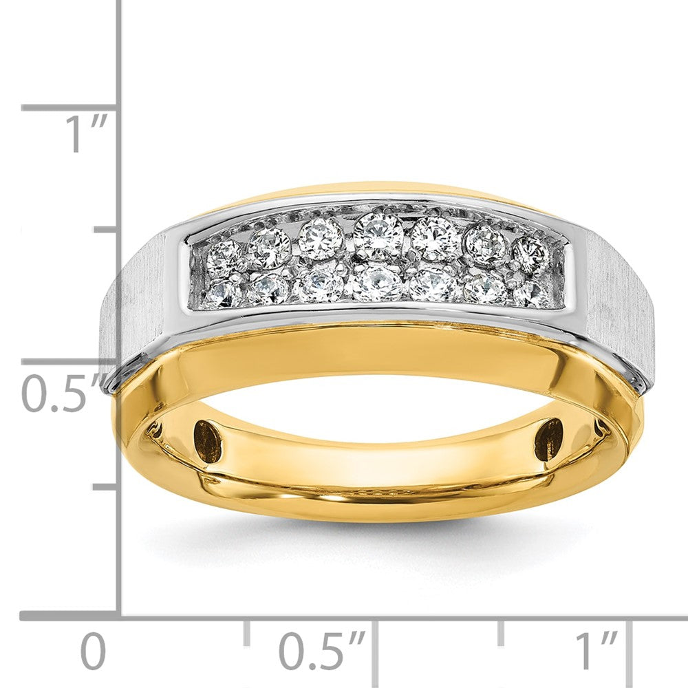 14k Two-tone IBGoodman Men's Polished and Satin 2-Row Ring Mounting