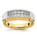 14k Two-tone IBGoodman Men's Polished and Satin 2-Row Ring Mounting