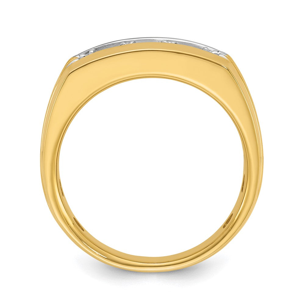 14k IBGoodman Men's Polished and Grooved 3-Stone Ring Mounting