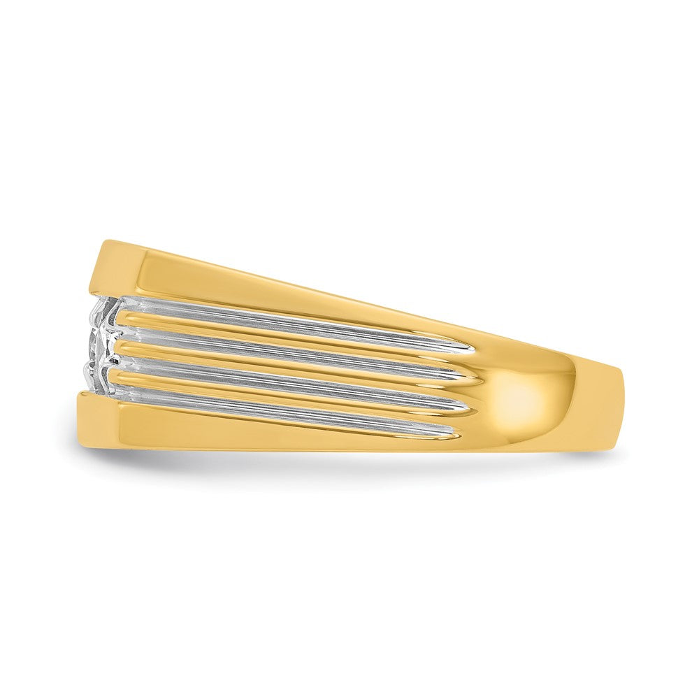 14k IBGoodman Men's Polished and Grooved 3-Stone Ring Mounting