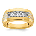 14k w/ White RH IBGoodman Men's Grooved 3-Stone Diamond Ring