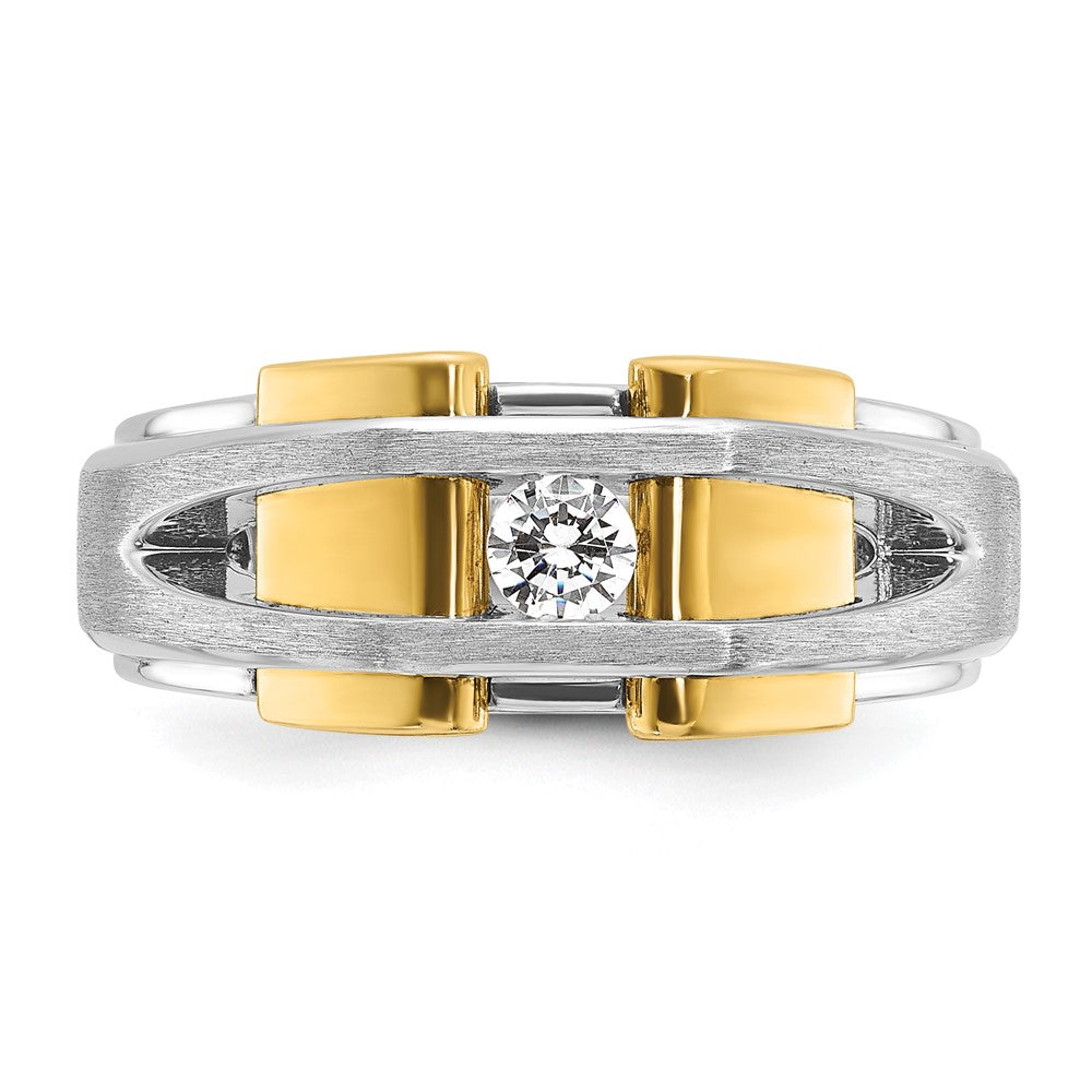 14k Two-tone IBGoodman Men's Polished and Satin Diamond Ring Mounting