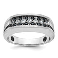 10kw w/Black RH IBGoodman Men's Satin/Grooved Black/White Dia Ring
