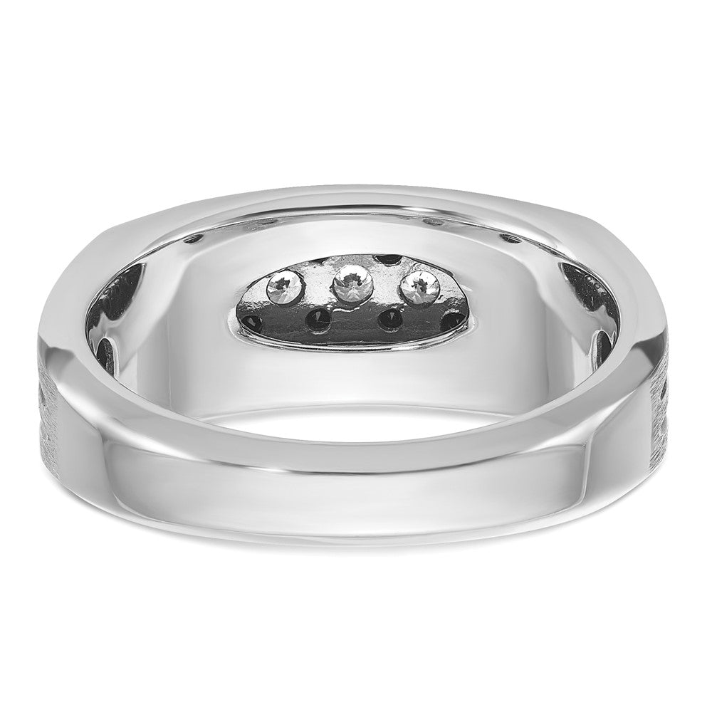 14kw w/Black RH IBGoodman Men's Satin/Grooved Black/White Dia Ring