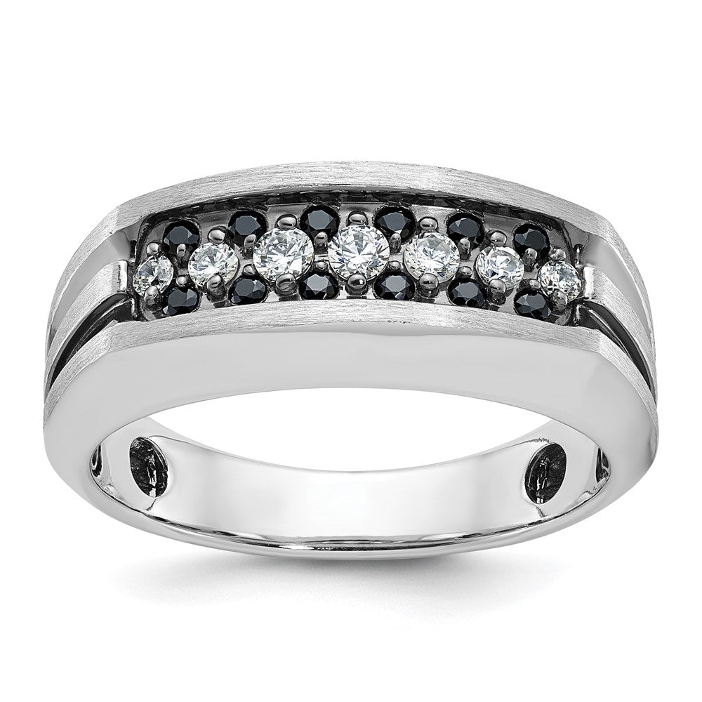 14kw IBGoodman Men's Polished Satin and Grooved Ring Mounting