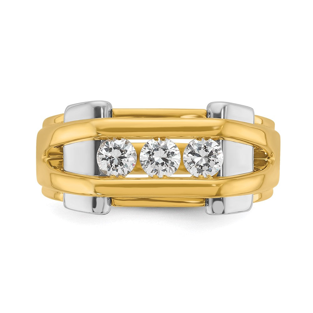 14k Two-tone IBGoodman Men's Polished 3-Stone Ring Mounting