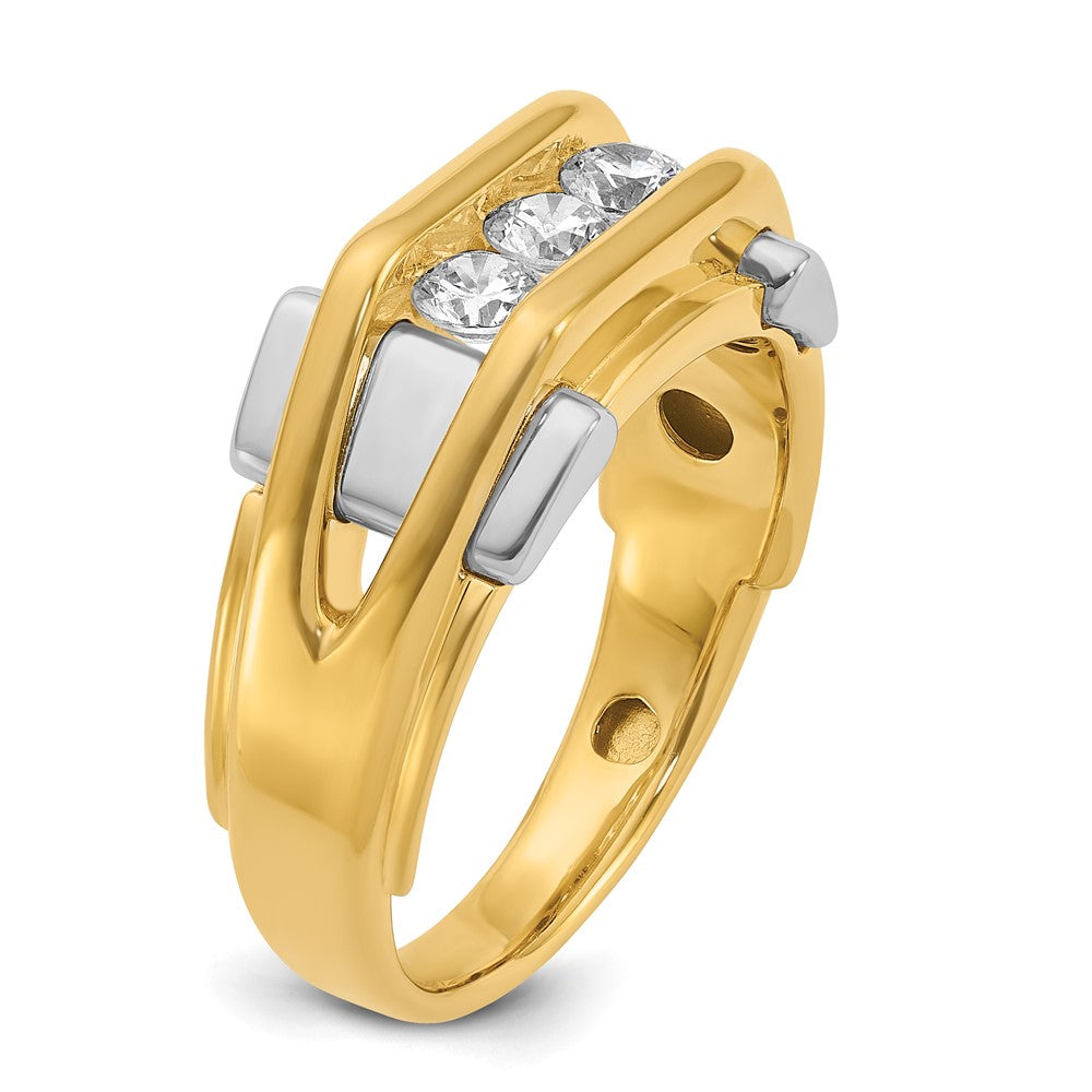 14k Two-tone IBGoodman Men's Polished 3-Stone Ring Mounting