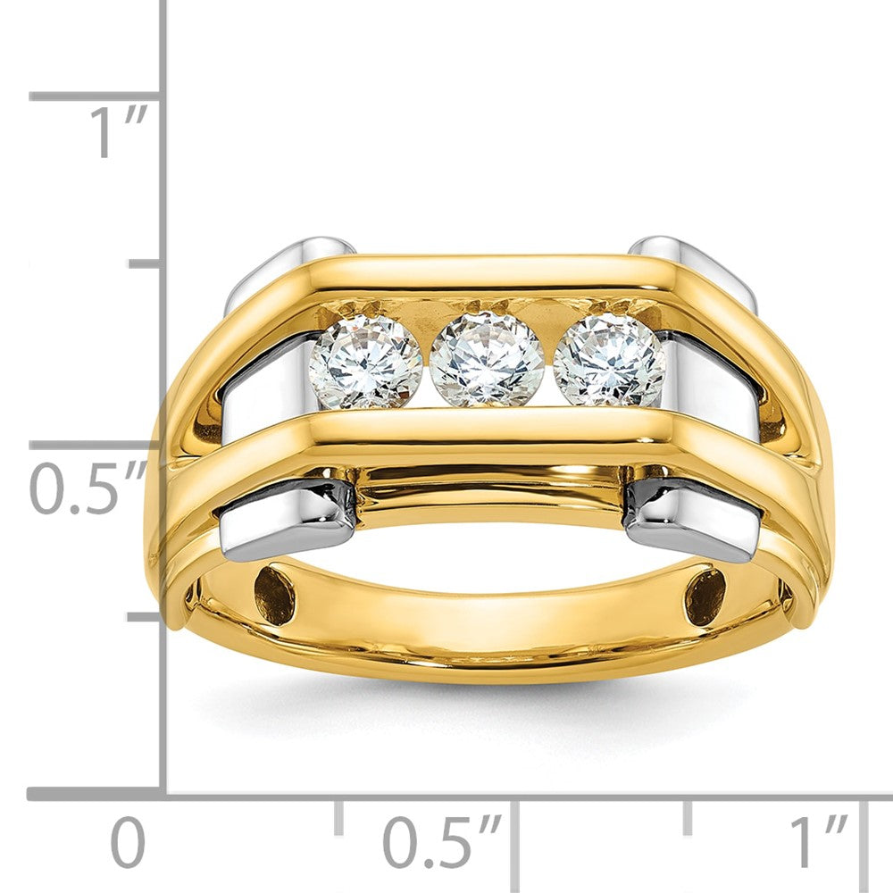 14k Two-tone IBGoodman Men's Polished 3-Stone Ring Mounting
