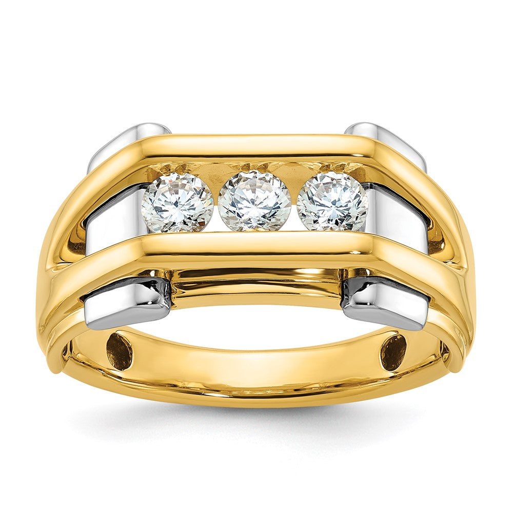 14k Two-tone IBGoodman Men's Polished 3-Stone Ring Mounting