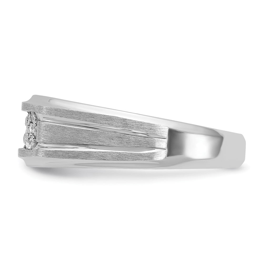 14kw IBGoodman Men's Polished Satin & Grooved Diamond Ring