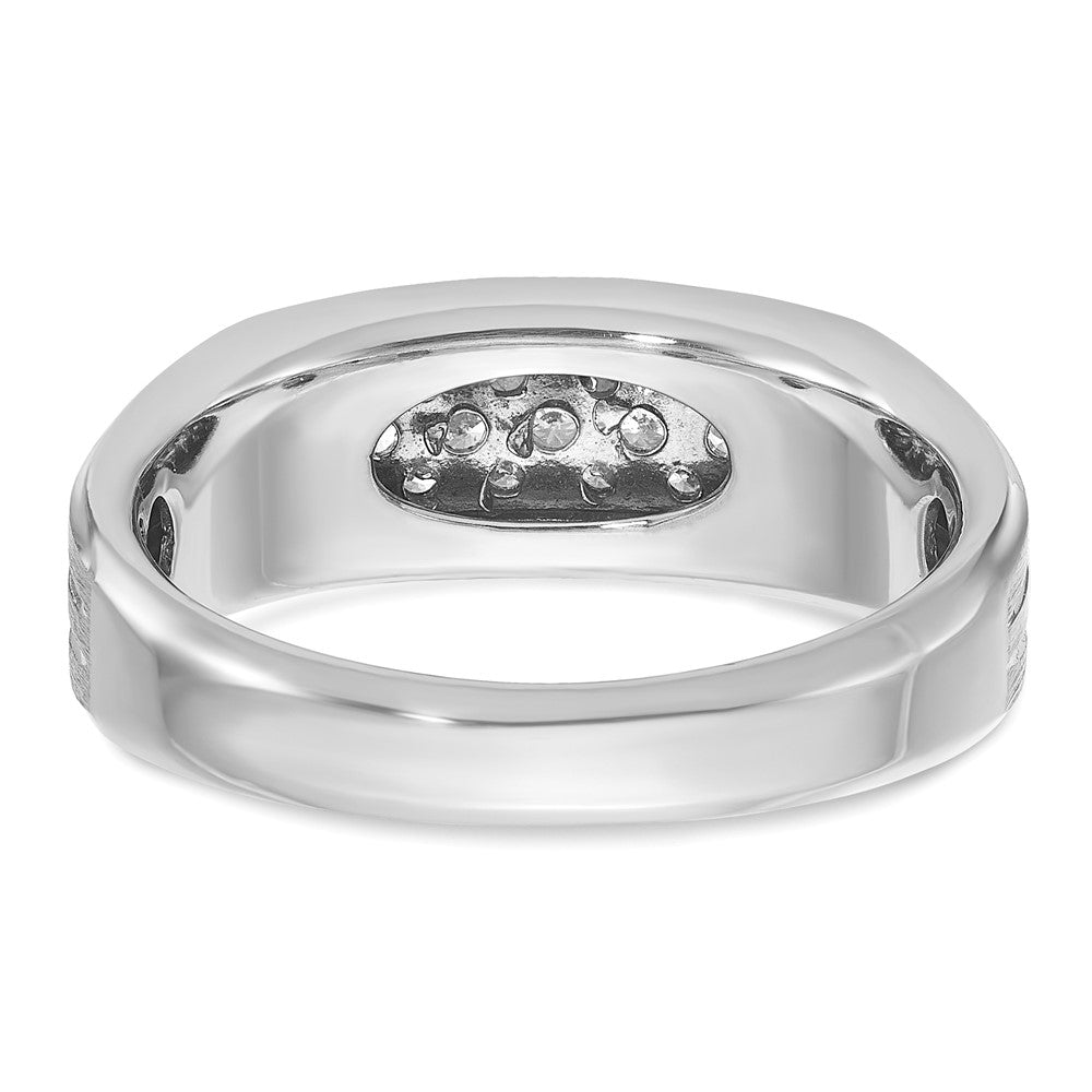14k White Gold IBGoodman Men's Polished Satin & Grooved Ring Mtg