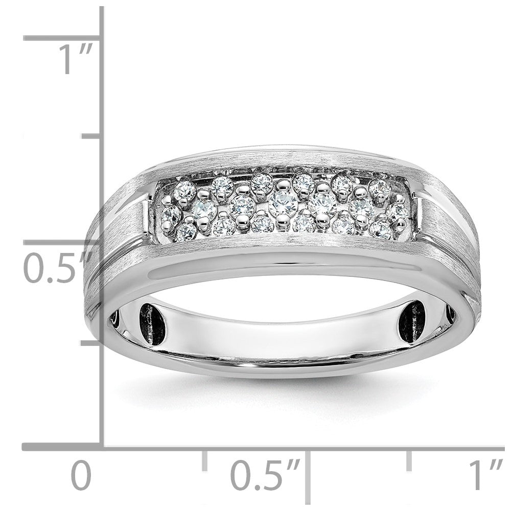 14kw IBGoodman Men's Polished Satin & Grooved Diamond Ring