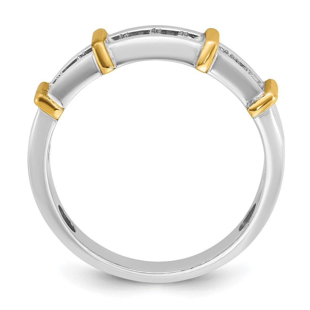 14k Two-tone IBGoodman Men's Polished 7-Stone Diamond Ring