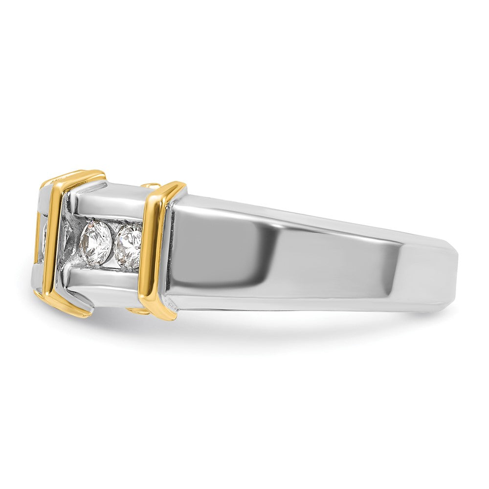 14k Two-tone IBGoodman Men's Polished 7-Stone Diamond Ring