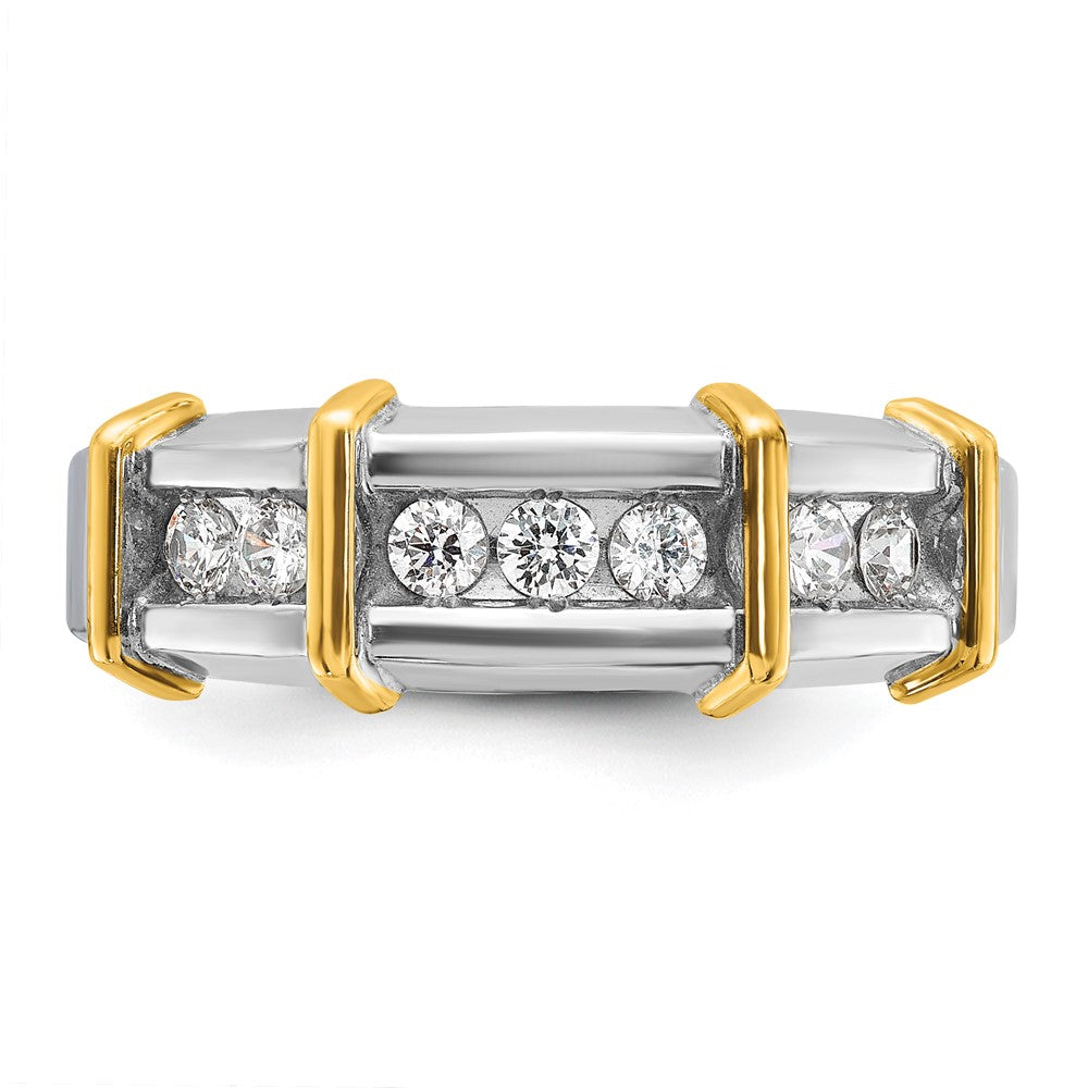 14k Two-tone IBGoodman Men's Polished 7-Stone Diamond Ring