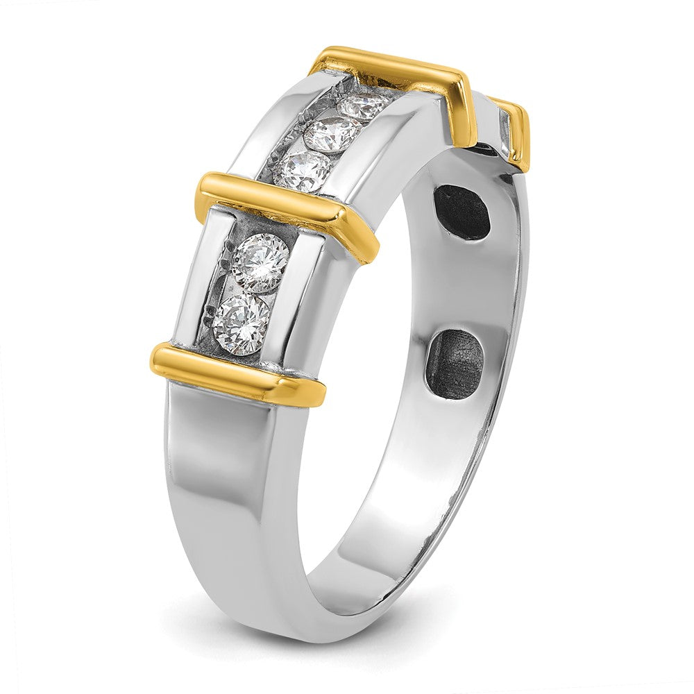 14k Two-tone IBGoodman Men's Polished 7-Stone Ring Mounting