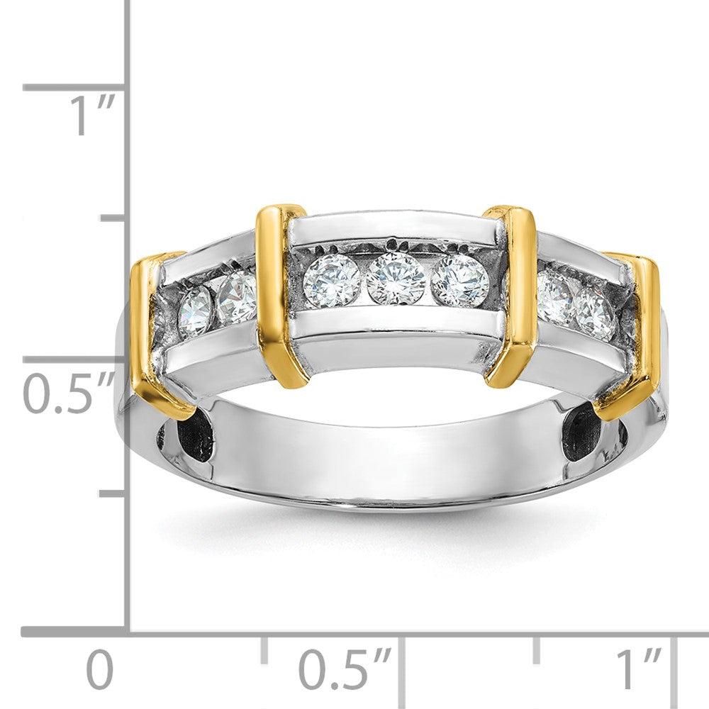 14k Two-tone IBGoodman Men's Polished 7-Stone Diamond Ring