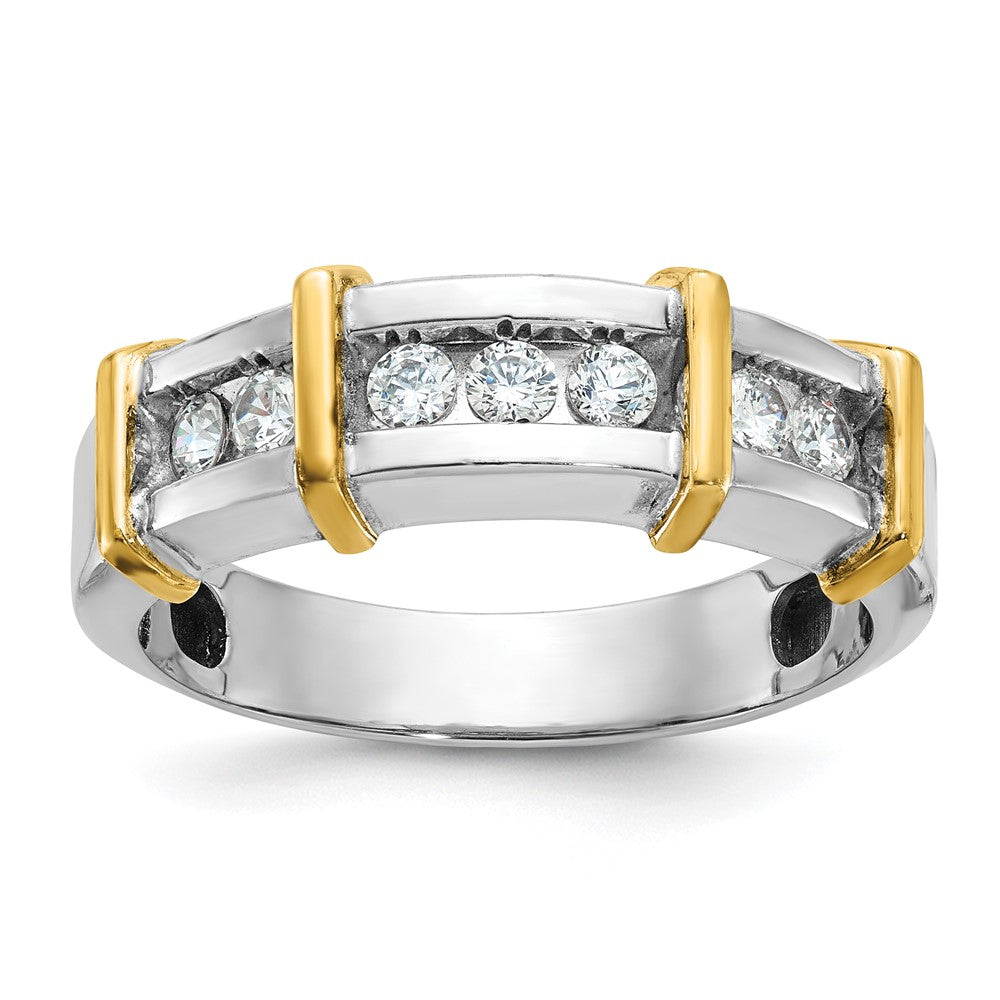 14k Two-tone IBGoodman Men's Polished 7-Stone Ring Mounting