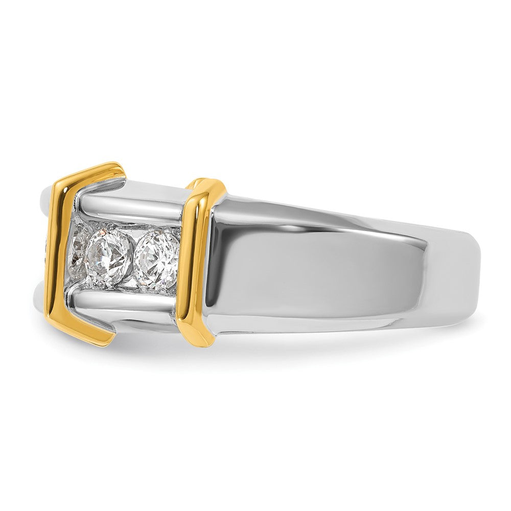 14k Two-tone IBGoodman Men's Polished 7-Stone Diamond Ring