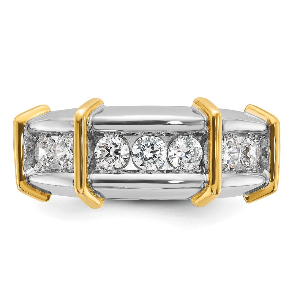 14k Two-tone IBGoodman Men's Polished 7-Stone Diamond Ring