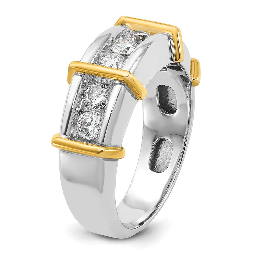 14k Two-tone IBGoodman Men's Polished 7-Stone Diamond Ring